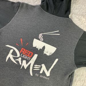Red Light Ramen Hoodie Mens Small Gray Black Full Zip Raglan Milwaukee WI Ardent